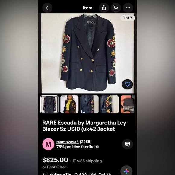 Vintage Escada Rare Collectible Clocks Blazer Jacket - Picture 14 of 15